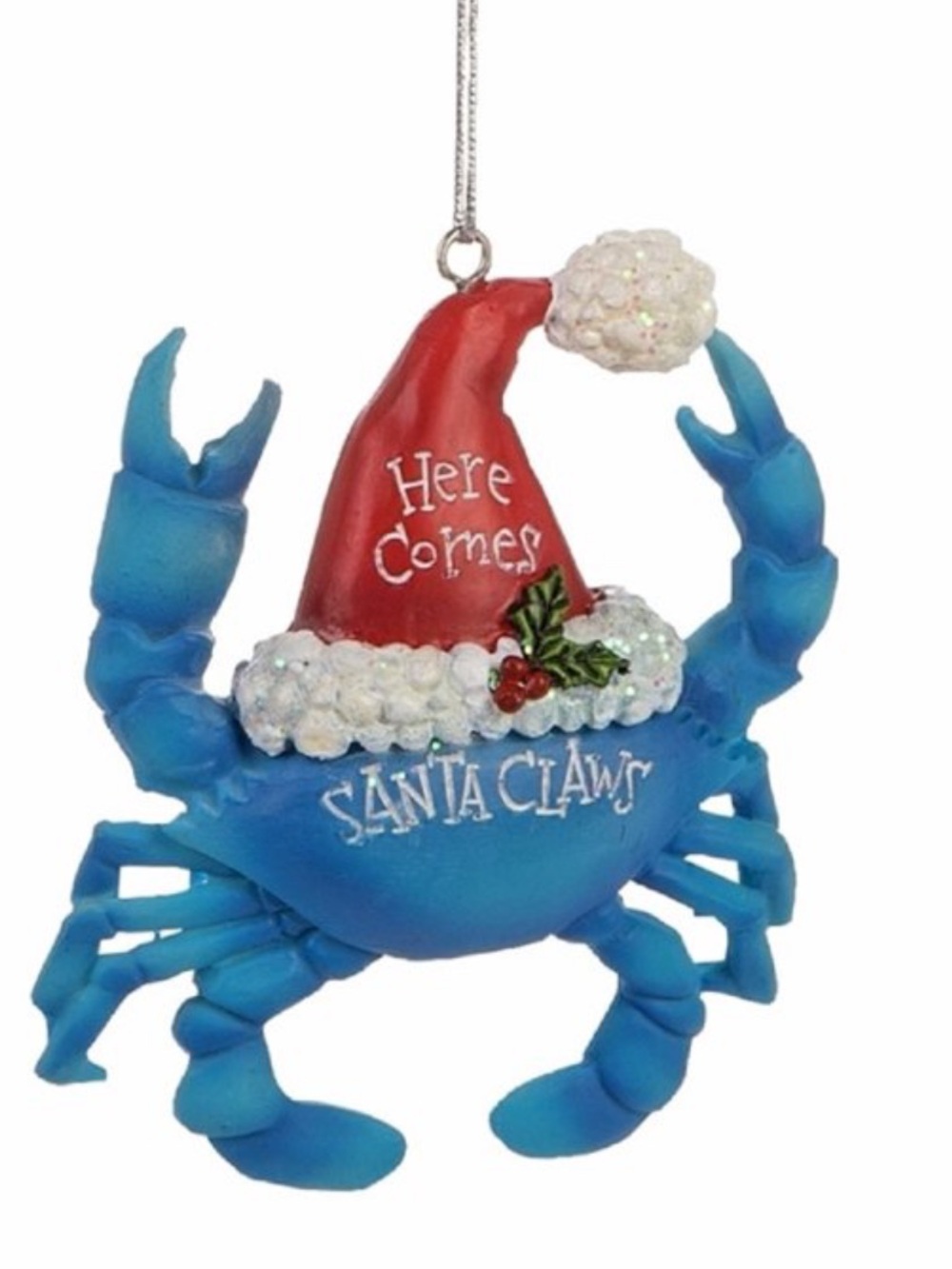 Beachcombers Here Comes Santa Claws Blue Crab Christmas Holiday Ornament